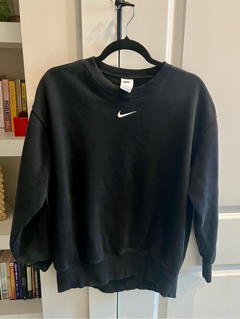 Nike Women's Black Sweatshirt with White Logo Size XS